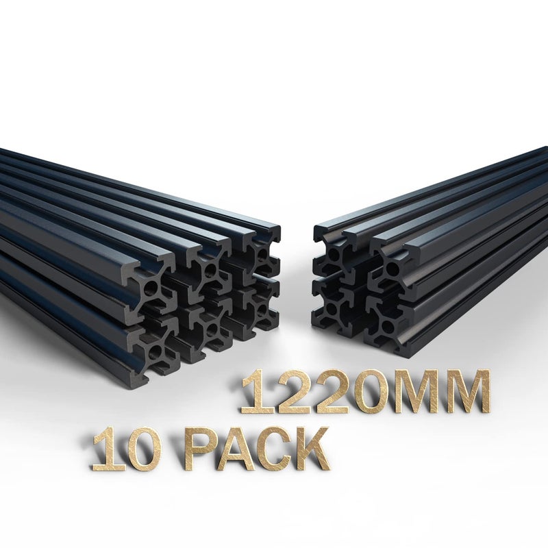 Tenee 10PCS 48inch T Slot 2020 Aluminum Extrusion Profile (1220mm), European Standard Aluminum Linear Rail–Easy to Use for 3D Printer, CNC DIY, Workbenches, Brackets, Furniture and More - Image 1